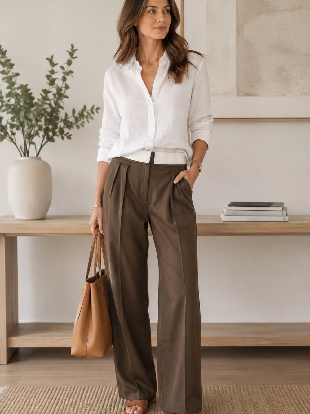 Aritzia Babaton Bureau Espresso Brown Trouser Pants Women’s 0 Corporate Chic